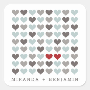 Two Hearts Modern Personalized Wedding Sticker