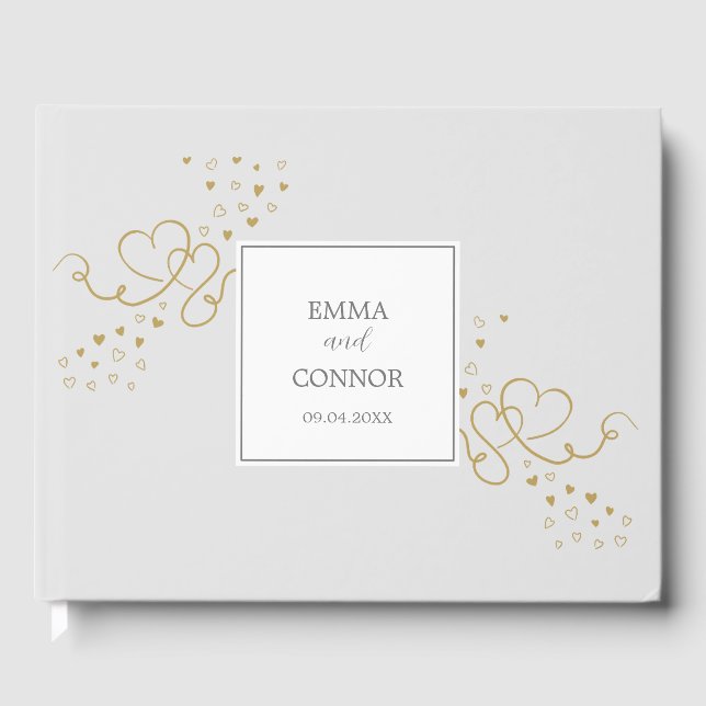 Two Hearts Modern Weeding Guest Book (Front)