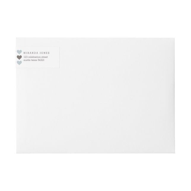 Two Hearts Modern Wraparound Address Label (Front)