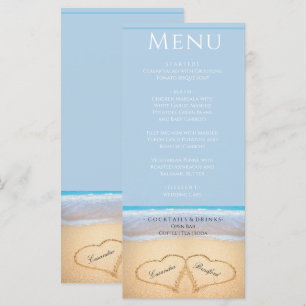 Two hearts on the Beach Wedding Dusty Blue Menu
