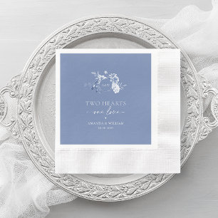 Two Hearts · One Love Dusty Blue Wedding  Napkin