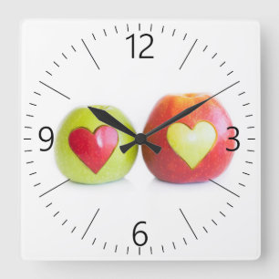 Two hearts One love Square Wall Clock
