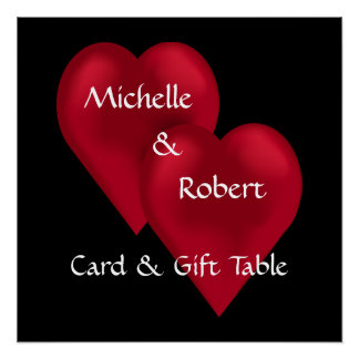 Two Hearts One Love Wedding Gift Table Poster