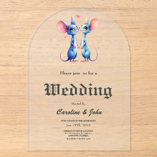 Two Hearts, One Love – Wedding Mice. Acrylic Invitations