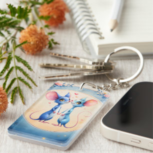 Two Hearts, One Love – Wedding Mice. Keychain