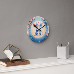 Two Hearts, One Love – Wedding Mice. Round Clock