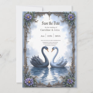 Two Hearts, One Reflection – Romantic Swan Wedding Save The Date