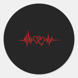 Two Hearts Pulse Heartbeat Love Valentines Day Classic Round Sticker