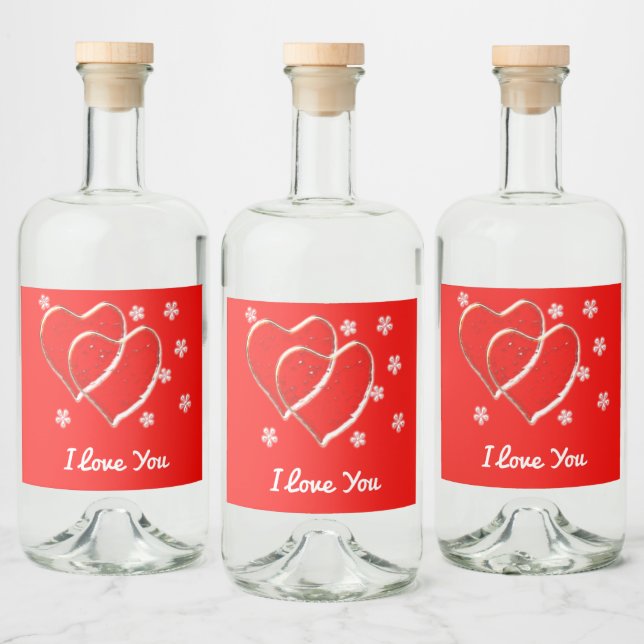 two  hearts,romantic wedding.Personalized Liquor Bottle Label (Bottles)