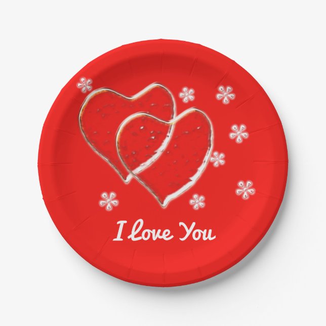 two  hearts,romantic wedding.Personalized Paper Plate (Front)