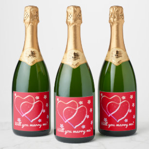 two hearts,romantic wedding.Personalized Sparkling Wine Label