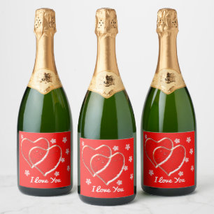 two  hearts,romantic wedding.Personalized Sparkling Wine Label
