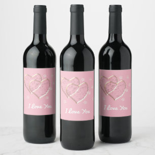 two  hearts,romantic wedding.Personalized Wine Label