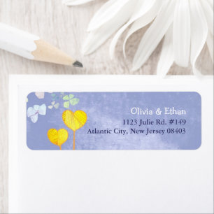 Two Hearts Rustic Blue Wedding Return Address