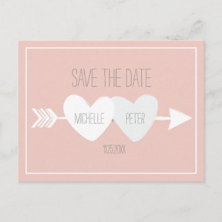 Two Hearts Save The Date Announcement Postcard