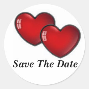 Two hearts save the date sticker