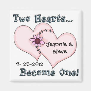 Two Hearts Sewn Together Save the Date Magnet