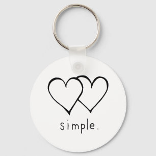 Two Hearts - Simple love - fresh line drawing art Keychain