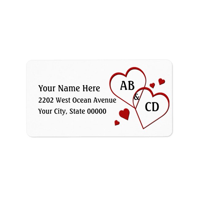 Two Hearts Template Address Label (Front)