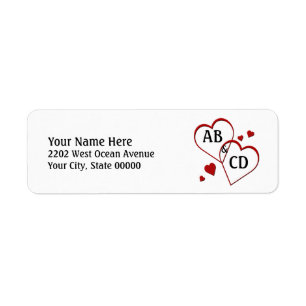 Two Hearts Template Return Address Label