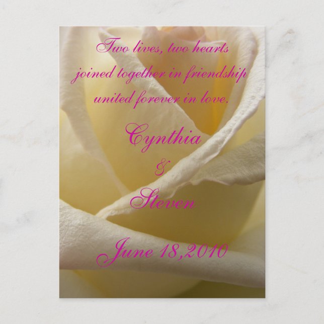 Two Hearts, two lives Announcement Postcard (Front)