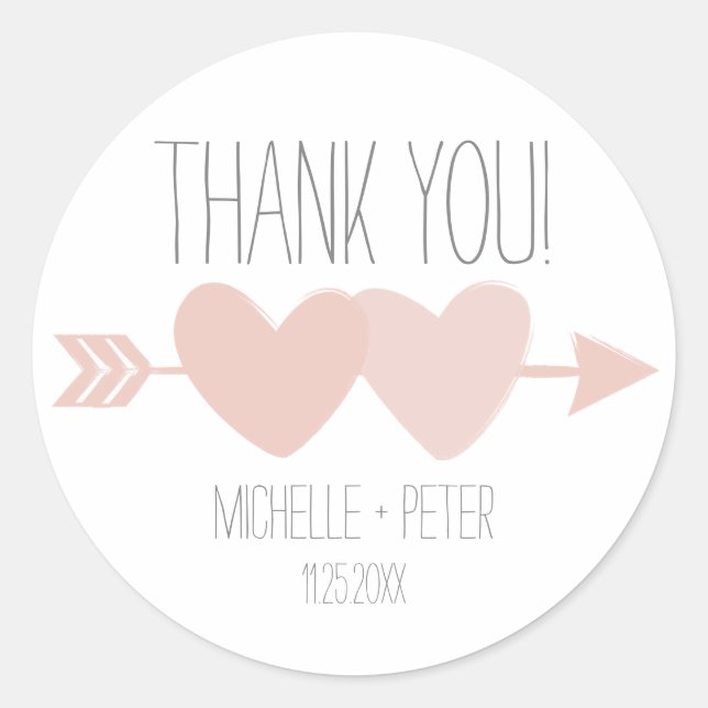 Two Hearts Wedding Classic Round Sticker (Front)