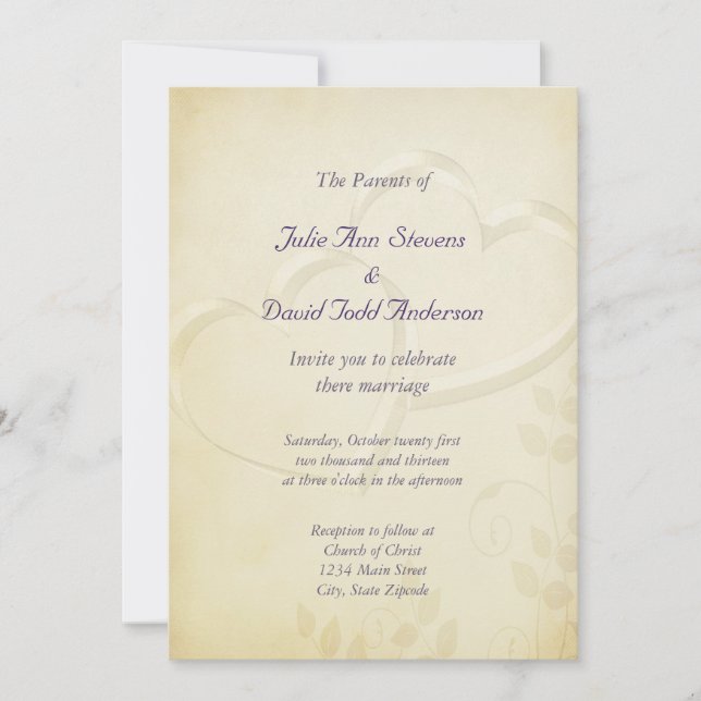 Two Hearts Wedding Invitation (Front)
