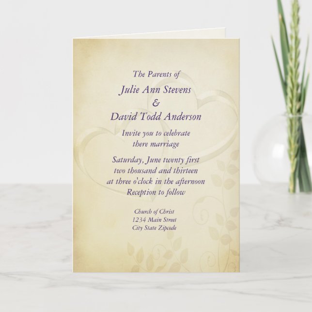 Two Hearts Wedding Invitation (Front)