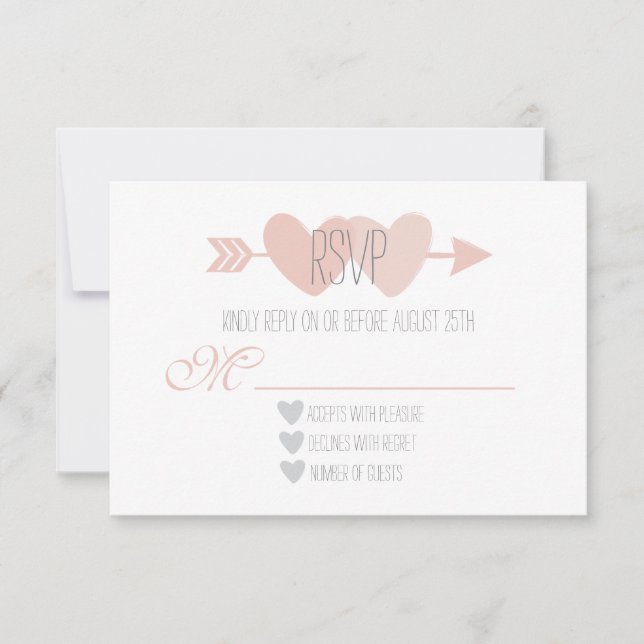 Two Hearts Wedding RSVP Card (Front)