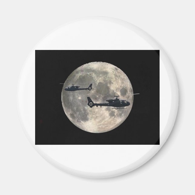 two helicopters silhouetted by a full moon magnet (Front)