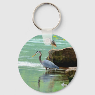 Two Herons Fishing Keychain