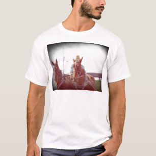 Two Horse Amish Team Faux Vintage T-Shirt