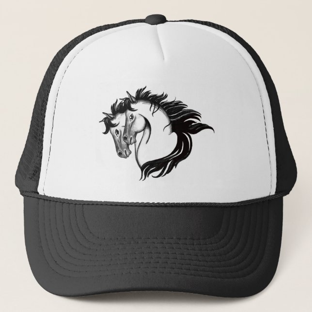 Two Horse Heads Trucker Hat (Front)