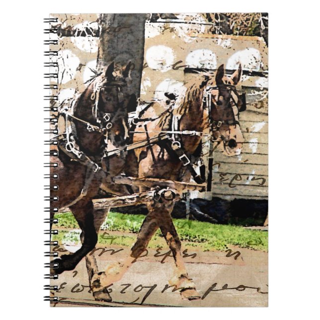 Two Horse Team Mixed Media Collage Notebook (Front)