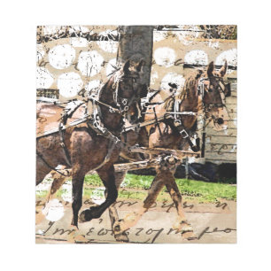 Two Horse Team Mixed Media Collage Notepad