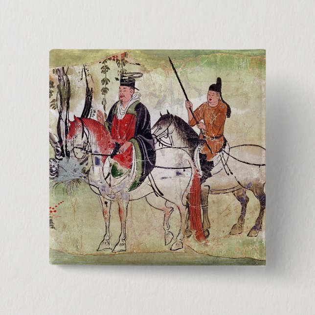 Two Horsemen in a Landscape 2 Inch Square Button (Front)
