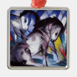 Two Horses (by Franz Marc) Metal Ornament