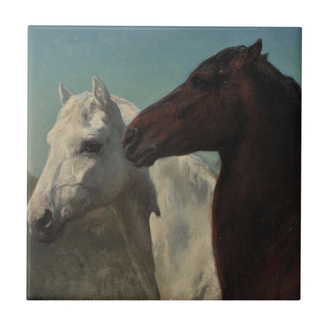 Two Horses by Rosa Bonheur Tile (Front)