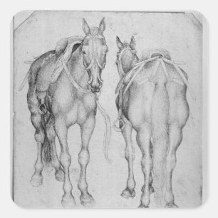 Two horses, from the The Vallardi Album Square Sticker