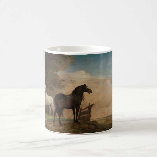 Two Horses in a Meadow Near a Gate (Paulus Potter) Coffee Mug (Center)
