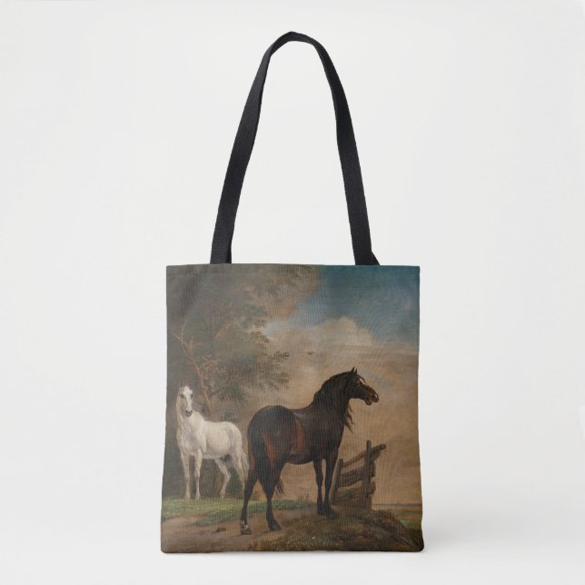Two Horses in a Meadow Near a Gate (Paulus Potter) Tote Bag (Front)