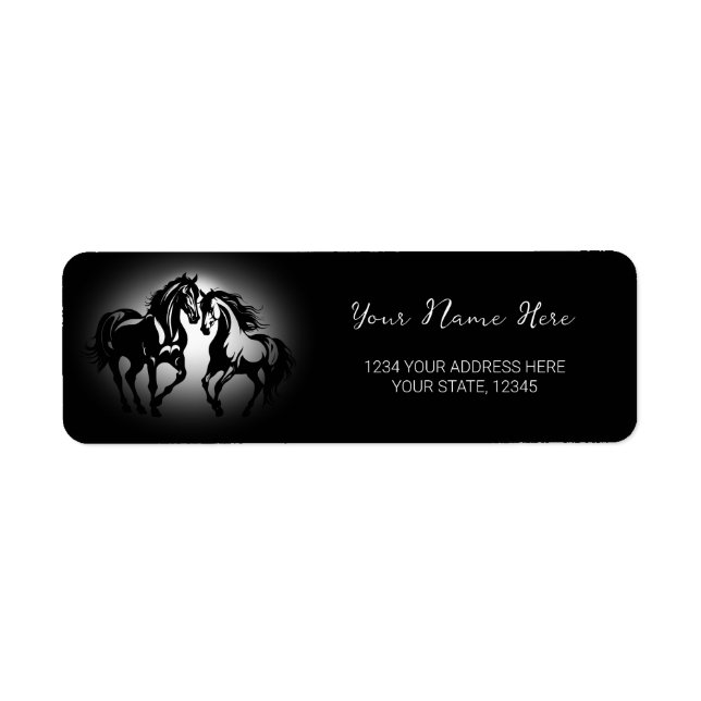 Two horses in love black white horse lover couple (Front)