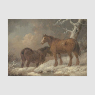 Two Horses in the Snow (Winter Scene) Tissue Paper
