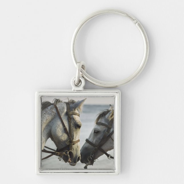 Two horses meeting. keychain (Front)