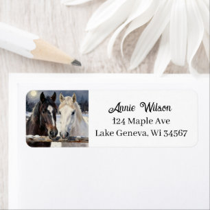 Two Horses on a Snowy Farm   Personalized