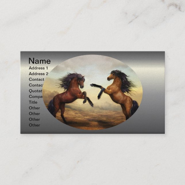 Two Horses Rearing Business Card (Front)