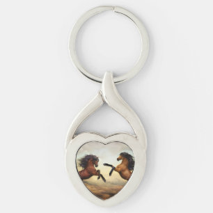 Two Horses Rearing Keychain