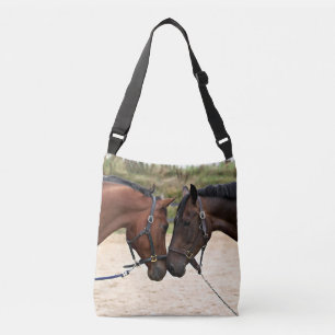 Two Horses Touching Noses Crossbody Bag