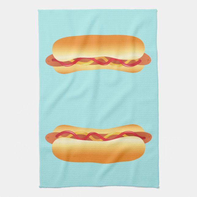 Two Hot Dogs Kitchen Towel (Vertical)