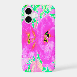 Two Hot Pink Plum Crazy Hibiscus on Lime Green